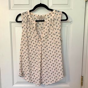 Pink LOFT tank with bird print